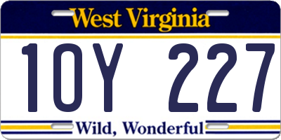 WV license plate 1OY227