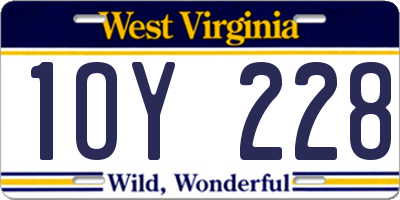 WV license plate 1OY228
