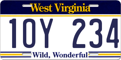 WV license plate 1OY234