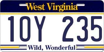 WV license plate 1OY235