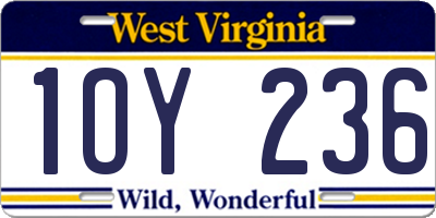 WV license plate 1OY236