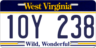 WV license plate 1OY238