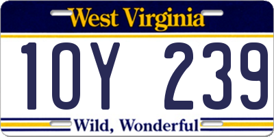 WV license plate 1OY239
