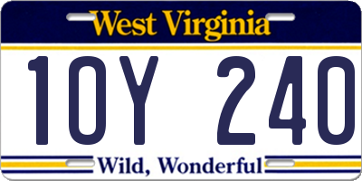WV license plate 1OY240