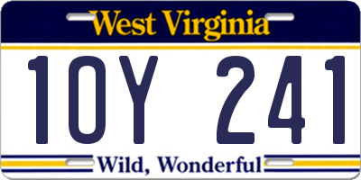 WV license plate 1OY241