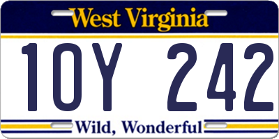 WV license plate 1OY242