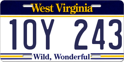 WV license plate 1OY243