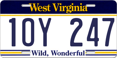 WV license plate 1OY247