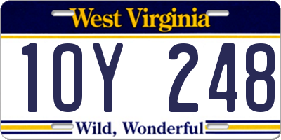 WV license plate 1OY248