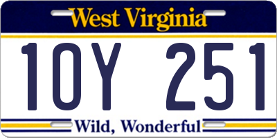 WV license plate 1OY251