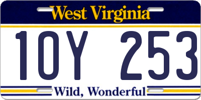 WV license plate 1OY253