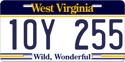 WV license plate 1OY255