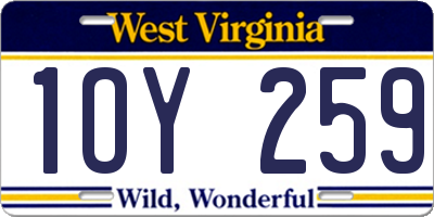 WV license plate 1OY259