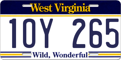 WV license plate 1OY265