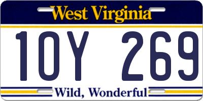 WV license plate 1OY269