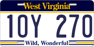 WV license plate 1OY270