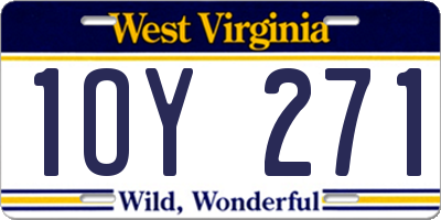 WV license plate 1OY271