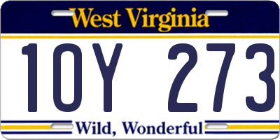 WV license plate 1OY273