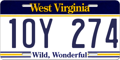 WV license plate 1OY274