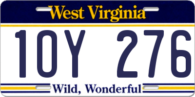 WV license plate 1OY276