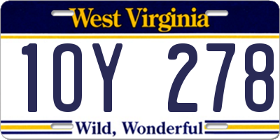 WV license plate 1OY278