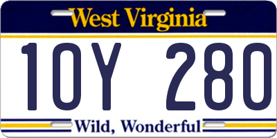 WV license plate 1OY280
