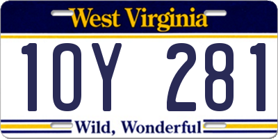 WV license plate 1OY281