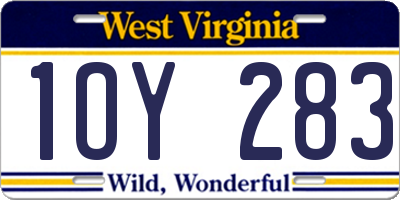 WV license plate 1OY283