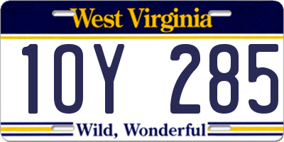 WV license plate 1OY285