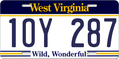 WV license plate 1OY287
