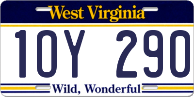 WV license plate 1OY290