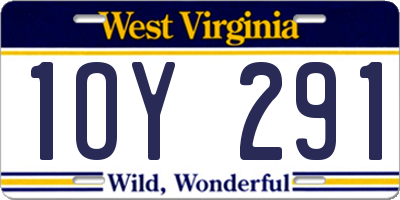 WV license plate 1OY291