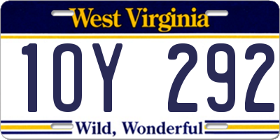 WV license plate 1OY292