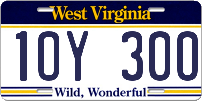 WV license plate 1OY300