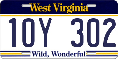 WV license plate 1OY302
