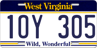 WV license plate 1OY305