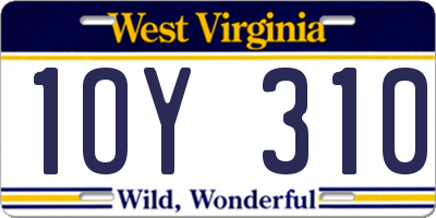 WV license plate 1OY310