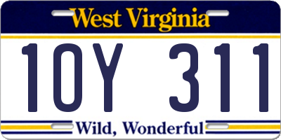 WV license plate 1OY311