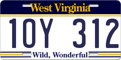 WV license plate 1OY312