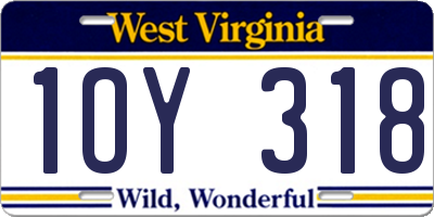 WV license plate 1OY318