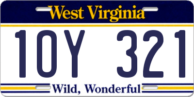 WV license plate 1OY321