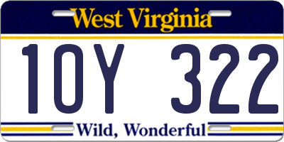 WV license plate 1OY322