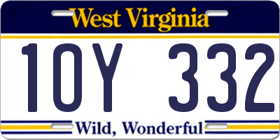 WV license plate 1OY332