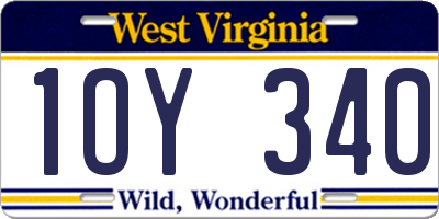 WV license plate 1OY340