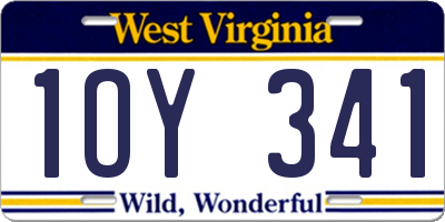 WV license plate 1OY341
