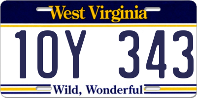 WV license plate 1OY343