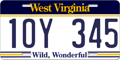 WV license plate 1OY345