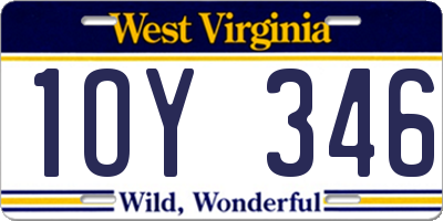 WV license plate 1OY346