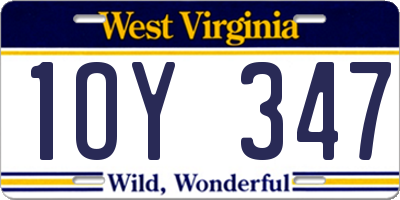 WV license plate 1OY347