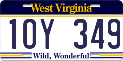 WV license plate 1OY349